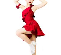 Abito Da Ballo Da Donna Con Volant In Pizzo E Gonna A Ruota Professionale Da Competizione, Valzer Moderno, Cha Cha Cha, Costume Da Spettacolo Sul Palco For Balli Da Sala, Latino, Salsa, Tango