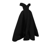 Abito da Ballo da Donna Lungo Elegante in Raso con Spaghetti per Feste, da Sera, da Sposa, 24-0209b-Nero, XL