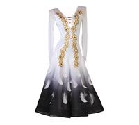 Abito Da Ballo Da Sala For Donna Personalizzato, Costume Da Allenamento For Il Valzer Nazionale Standard Con Strass(White,S)