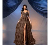 Abito da ballo formale da donna con paillettes e rete, elegante abito lungo senza maniche per invitati a matrimoni, adatto per feste cocktail primavera/estate, laurea, ballo di fine anno L,M,S,XL,XS,X