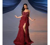 Abito da ballo formale da donna con paillettes e rete, elegante abito lungo senza maniche per invitati a matrimoni, adatto per feste cocktail primavera/estate, laurea, ballo di fine anno autunnale L,M