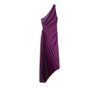 Abito da ballo in raso con ritaglio in vita elegante da donna asimmetrico a pieghe, Viola, S
