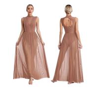 Abito da Ballo Lirico in Pizzo Abito da donna con sovrapposizione di strass lucidi for il pattinaggio di figura Costume da spettacolo teatrale in maglia trasparente intrecciata for balletto lirico(Col