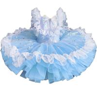 Abito da ballo per bambina tutù e ricami floreali gonna per gare di danza | Costume da principessa ballerina, ideale per feste di compleanno o spettacoli di danza.