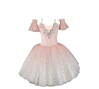 Abito da Ballo per Bambine, Completo di Paillettes, tutù in Rete, Body da Ginnastica, Pattinaggio Artistico, Spettacolo di Danza, Costume da Competizione,Rosa,150