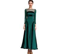 Abito da Ballo Standard Donna Professionale, Moderno, Competizione, Valzer, Ballo di Fine Anno, Abito da Ballo(Green,S)