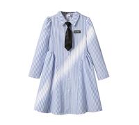 Abito da bambina a maniche lunghe, a righe, casual, per la scuola, per tutti i giorni, alla moda, alla moda, comodo, Celeste., 9-10 Anni