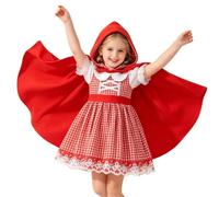 Abito da bambina con cappuccio rosso da libro delle fiabe, con mantello | Costume da bambina con cappuccio rosso con abito a maniche corte e mantello rosso, per libro di storie, giochi di ruolo