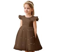Abito da bambina con gonna tutù per occasioni speciali, elegante abito da sera dal design semplice, ideale per l'uso quotidiano in primavera, caffè, 6-7 Anni