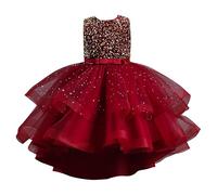 Abito da Bambina con Paillette, Linea A, per Battesimo, Senza Maniche, Bambini, Principessa, Il Compleanno, Matrimoni, Feste