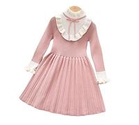 Abito da bambina, linea ad A, svasato, abito di Natale, a maniche lunghe, per l'autunno, l'inverno, per il tempo libero, per la principessa, 110-150, Colore: rosa., 120 cm