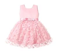 Abito da Bambina Senza Maniche con Ricamo a Farfalla in Tulle con Fiocco in Tulle, Abito da Spettacolo, Abito da per Feste, Abito da Sposa per Bambini Vestito Carnevale Neonato