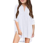 Abito da Bambina Stampata Floreale Costume da bagno per bambini da bambina Copricostume da spiaggia per ragazza Camicia in chiffon Bikini Costumi da bagno Costume da bagno Abito (White, 10-11 Years)