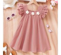 Abito da bambola con maniche a campana e motivo scozzese, per vacanza, per ragazze, in stile classico rosso e bianco, con decorazioni floreali, si abbina bene a borse intrecciate a mano, trasmette fas