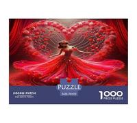 Abito da bellezza 1000 pezzi Puzzle per adulti - Donna Abito rosso Petali a forma di cuore Adatto per la decompressione a parete Gioco per famiglie divertente e stimolante 70x50cm/1000 pezzi
