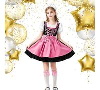Abito da cameriera bavarese a maniche corte costume tedesco | 4 pezzi Halloween Bambini Partito Vestito per Bambini Ragazze Cosplayer Masquerade Pasqua Teatro Festa Compleanno