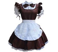 Abito da cameriera Cosplay, Abiti casual da donna, Dolce Kawaii Costume Dress Moda Colletto Finto Bowknot Abiti Francese Cameriera Grembiule Fantasia Carino Estate Shortdress Anime Giapponese Lolita