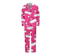 Abito da casa con stampa natalizia in seta per tutta la famiglia con papà come elegante abito natalizio, Colore: rosa., 3XL