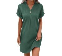 Abito da Casa Donna Estivo Cotone Vestiti Causal Elasticizzata Classico Abiti Boho Taglie Forti Curvy Estivi Vestito a Maniche Corte Comodo Mare Swing Abito da Spiaggia Leggera Lunga Bohémien