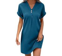 Abito da Casa Donna Estivo Cotone Vestiti Causal Elasticizzata Classico Abiti Boho Taglie Forti Curvy Estivi Vestito a Maniche Corte Comodo Mare Swing Abito da Spiaggia Leggera Lunga Bohémien