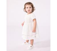 Abito da cerimonia a maniche corte in cotone leggero neonato bianco ECUME,ARGENT 74cm