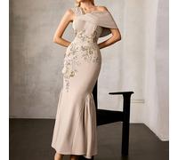 Abito da cerimonia da donna, design strutturato con ricamo parzialmente impreziosito da perline, lussuoso abito lungo a sirena L,M,S,XL,XS,XXL,XXS,XXXL,XXXXLTessuto intrecciato