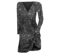Abito da Cerimonia Donna Curvy Eleganti Vestito Invernale Donna Brillantini Pizzo Mini Abito Sexy Anni 50 Vestito da Sera Donna Midi Abito da Ballo per Cocktail Party Dresses Clubwear