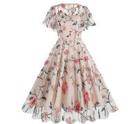 Abito da Cerimonia Donna Senza Maniche - Vestito da Sera Cocktail Anni 50 Rockabilly Casual Moda Swing Sposa Matrimoni 2024 Offerte Mini