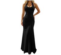 Abito Da Cerimonia Donna Vestito Lungo Elegante Scollo All'Americana Spalline Sottili Aderente Con Spacco Abito Da Sera Per Matrimonio Damigella D'Onore Serata Formale Cena Di Gala Beneficenza