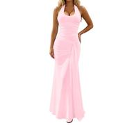 Abito Da Cerimonia Donna Vestito Lungo Elegante Scollo All'Americana Spalline Sottili Aderente Con Spacco Abito Da Sera Per Matrimonio Damigella D'Onore Serata Formale Cena Di Gala Beneficenza