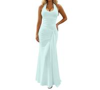 Abito Da Cerimonia Donna Vestito Lungo Elegante Scollo All'Americana Spalline Sottili Aderente Con Spacco Abito Da Sera Per Matrimonio Damigella D'Onore Serata Formale Cena Di Gala Beneficenza
