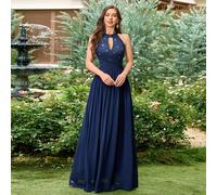 Abito da cerimonia elegante con fiori in pizzo e paillettes, contrasto di colori, balze in chiffon e schiena scoperta, adatto per invitati a matrimoni, cerimonie di laurea, banchetti e altre occasioni