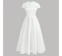 Abito da cerimonia estivo di lusso in chiffon bianco per ragazze pre-adolescenti e bambine, abito da damigella d'onore junior, abito da damigella d'onore per la prima comunione, per balli, eventi e oc