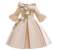 Abito da cerimonia nuziale per bambini, da principessa, da damigella d'onore, da festa di compleanno, da sposa, da ragazza, beige., 2-3 Anni
