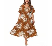 Abito da Cerimonia Scollo a V Taglie Forti Abito da Sera Donna Elegante Abiti Vintage Vestito Maniche Lunghe da Sposa Sexy Vestiti Cocktail Invernale Vestito Capodanno Curvy Lungo