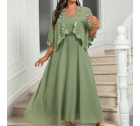 Abito da cerimonia taglie comode per la madre della sposa/sposo con scialle, outfit da invitato di matrimonio 0XL,1XL,2XL,3XL,4XLPianteChiffon