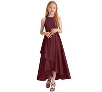 Abito da cerimonia vintage da bambina, abito da bambina, anno 50, cocktail, scollo a pizzo, abiti da sera, cocktail, Natale, matrimonio, senza maniche, linea 3-14 anni, Rosso mattone, 8-9 Anni