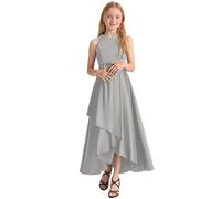 Abito da cerimonia vintage da bambina, abito da bambina, anno 50, cocktail, scollo a pizzo, abiti da sera, cocktail, Natale, matrimonio, senza maniche, linea 3-14 anni, grigio, 10-11 anni