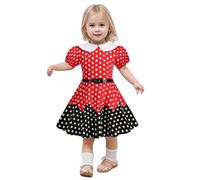 Abito da cerimonia vintage da ragazza, per bambini, abito Rockabilly anno 50/60 retrò a pois polka con stampa floreale abiti pin up da sera festa cocktail natale matrimonio maniche sbuffate bambola