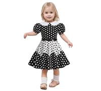 Abito da cerimonia vintage da ragazza, per bambini, abito Rockabilly anno 50/60 retrò a pois polka con stampa floreale abiti pin up da sera festa cocktail natale matrimonio maniche sbuffate bambola