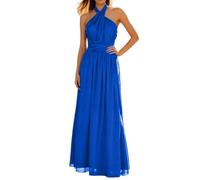 Abito da cocktail da donna, a spalla denudee, abito sexy da donna, con lacci, tinta unita, taglio ampio, fluido chic ed elegante, a pieghe, stile confortevole, lungo swing, vestito da sera