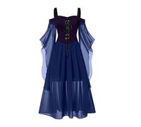 Abito da cocktail da donna grande stile gotico medievale midi con corsetto e maniche lunghe svasate orlo asimmetrico in chiffon elegante abito da sera per ballo o cerimonia