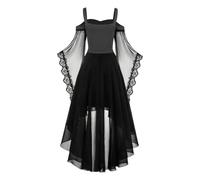 Abito da cocktail da donna grande stile gotico medievale midi con corsetto e maniche lunghe svasate orlo asimmetrico in chiffon elegante abito da sera per ballo o cerimonia