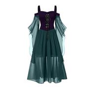 Abito da cocktail da donna grande stile gotico medievale midi con corsetto e maniche lunghe svasate orlo asimmetrico in chiffon elegante abito da sera per ballo o cerimonia