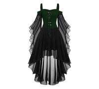 Abito da cocktail da donna grande stile gotico medievale midi con corsetto e maniche lunghe svasate orlo asimmetrico in chiffon elegante abito da sera per ballo o cerimonia