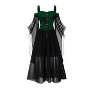 Abito da cocktail da donna grande stile gotico medievale midi con corsetto e maniche lunghe svasate orlo asimmetrico in chiffon elegante abito da sera per ballo o cerimonia
