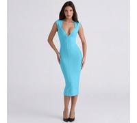Abito da cocktail midi a fascia da donna, classico, con scollo a cuore e scollo a V, maniche corte, sexy e romantico, rosa, stile bandage, per Capodanno, ballo, matrimonio e festa L,M,S,XL,XSColore un