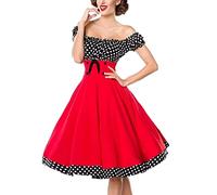 Abito da Cocktail Retrò Vintage Anni '50 - Elegante Rockabilly da Donna, da Sera, Senza Spalle, a Pois, da Ballo Anni '60, Audrey, rosso, S