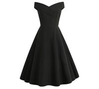 Abito da Cocktail Vintage Monospalla da Donna a Punto Singolo. Abiti da Cerimonia con Abito da Sera Midi a Linea(Black,L)