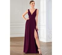 Abito da damigella d'onore con scollo a V e spacco, colore borgogna, abito da ospite di matrimonio, elegante abito da donna, abito sexy da spiaggia e resort per matrimoni e feste L,M,S,XL,XXLColore un
